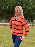 Orange V-Neck Button Up Cardigan