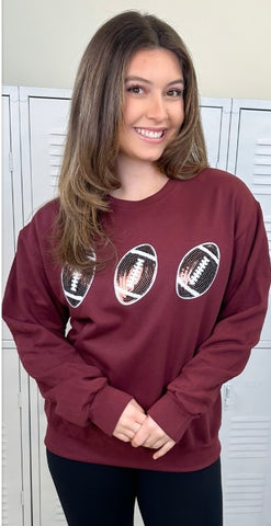 Maroon Sparkle Football Sweatshirt