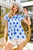 Star Print Ruffle Sleeve Top