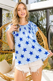 Star Print Ruffle Sleeve Top