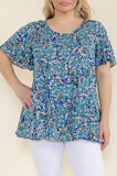 Navy Floral Tunic Blouse