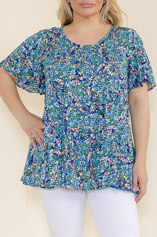 Navy Floral Tunic Blouse