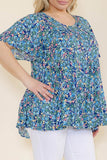 Navy Floral Tunic Blouse