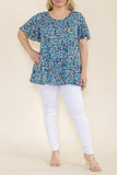 Navy Floral Tunic Blouse