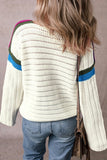 Floral Stripe Pointelle Knit Sweater