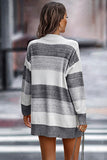 Stripe Cardigan Pocket Sweater