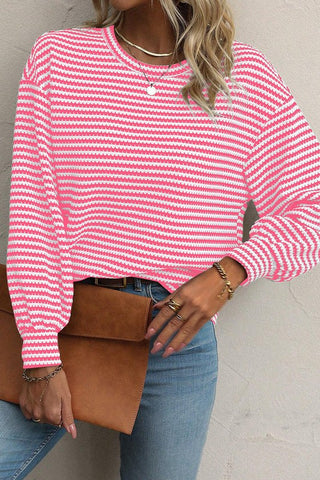 Rose Stripe Long Sleeve Top